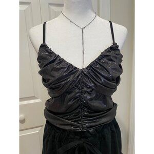 Zara Womens Metallic Babydoll Tank‎ Top Size M Y2K NYE Holiday Fairy Grunge Glam